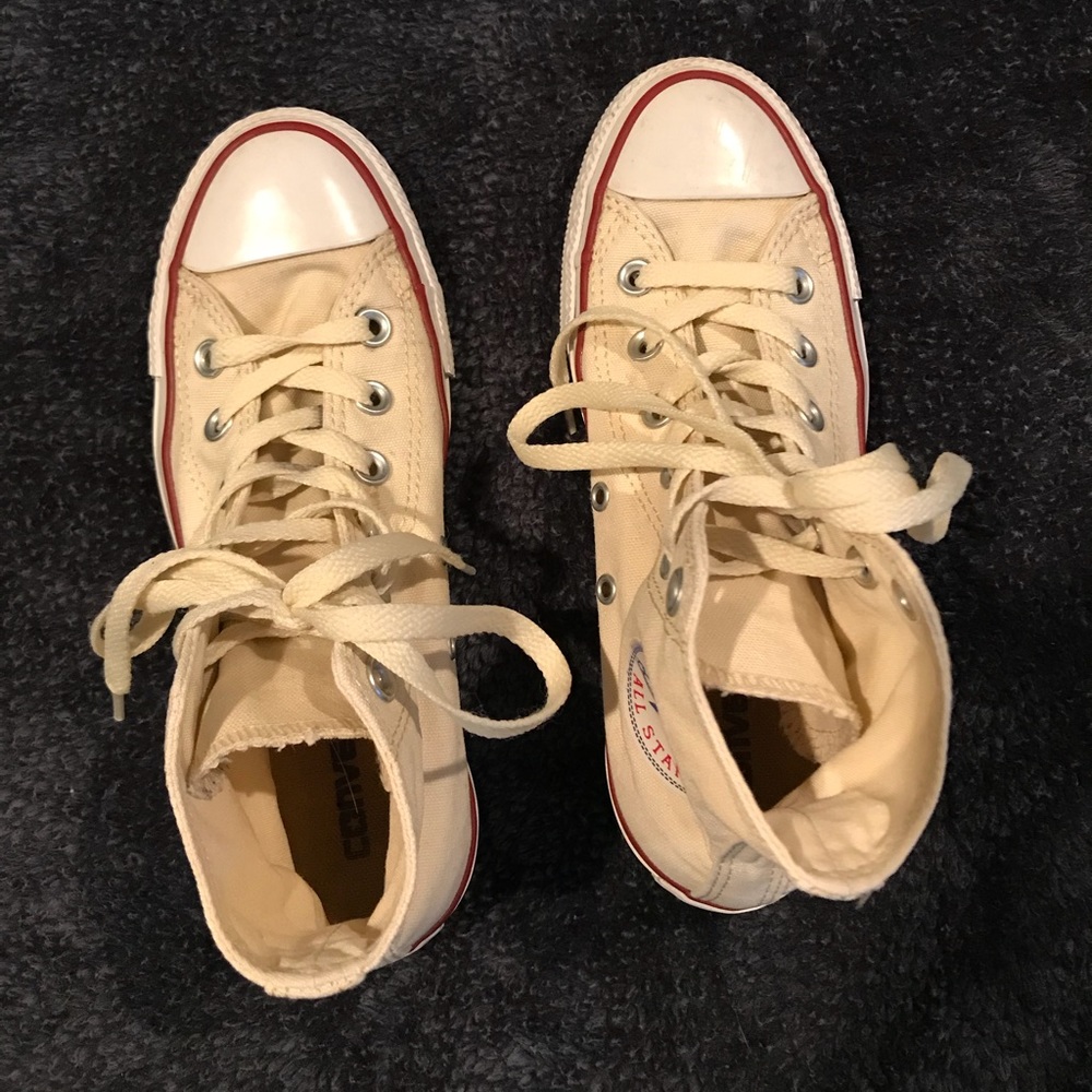 Off White/Cream High Top Converse